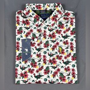 William Murray Golf Shirt Polo Greens Keepers Print Medium Multicolor Polyester